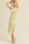 Omara Tie Back Crochet Midi Dress - Lime