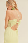Omara Tie Back Crochet Midi Dress - Lime