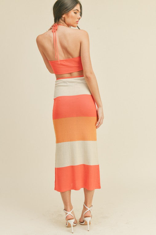 Brynlee Knit Halter Cut Out Stripe Midi Dress Girls Will Be Girls Brynlee Knit Halter Cut Out Stripe Midi Dress Girls Will Be Girls
