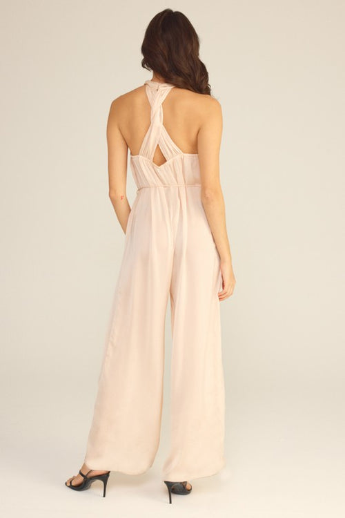 Nora Satin Twist Halter Jumpsuit