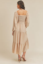 Saturn Ruffled Satin Maxi Dress - Taupe