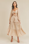 Saturn Ruffled Satin Maxi Dress - Taupe