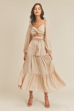 Saturn Ruffled Satin Maxi Dress - Taupe
