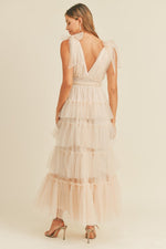 Raina Pearl Tulle Maxi Dress - Blush