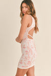 Jenela Floral Print Knit Tie Back Bodycon Mini Dress