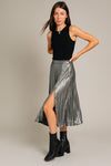 Hermia Silver Pleated Midi Skirt