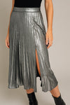 Hermia Silver Pleated Midi Skirt