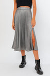Hermia Silver Pleated Midi Skirt