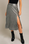 Hermia Silver Pleated Midi Skirt