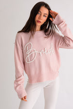 "Bride" Crew Neck Sweater Top - Pink