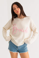 "Bride" Crew Neck Sweater Top - Ivory