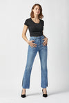 Celinie High Rise Straight Leg Jeans With Hem Slit