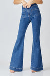 Bruni High Waisted Patch Pocket Flare Jeans