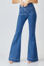 Bruni High Waisted Patch Pocket Flare Jeans