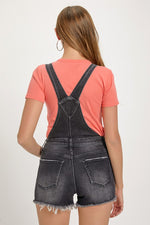 Angelica Distressed Overall Shorts - Black