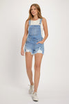 Angelica Distressed Overall Shorts - Medium Wash