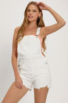 Angelica Distressed Overall Shorts - White