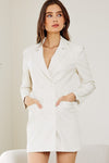 Aline Faux Leather Blazer Dress - Off White