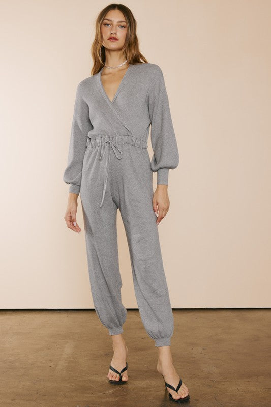 Kenza Jogger Knit Jumpsuit - Grey