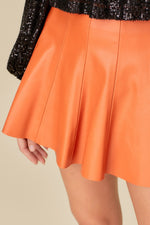 Victoria Faux Leather Skort - Orange