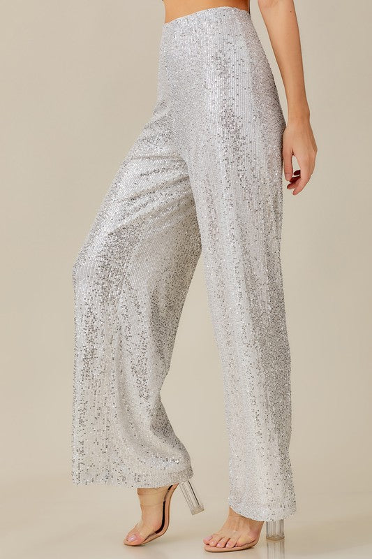 Nasty Gal Womens High Waisted Sequin Flared Pants - ShopStyle