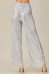 Dominique Wide Leg Sequin Pants - White