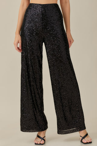 Dominique Wide Leg Sequin Pants - White – Girls Will Be Girls