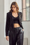 Rocio Sequin Cropped Blazer - Black