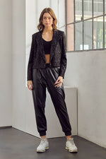 Rocio Sequin Cropped Blazer - Black