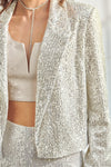 Rocio Sequin Cropped Blazer - Silver
