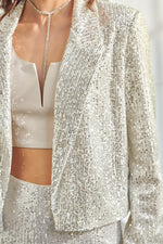 Rocio Sequin Cropped Blazer - Silver