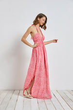 Miya Ruched Halter Maxi Dress - Pink