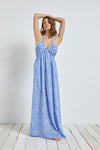 Miya Ruched Halter Maxi Dress - Blue