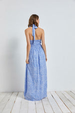 Miya Ruched Halter Maxi Dress - Blue