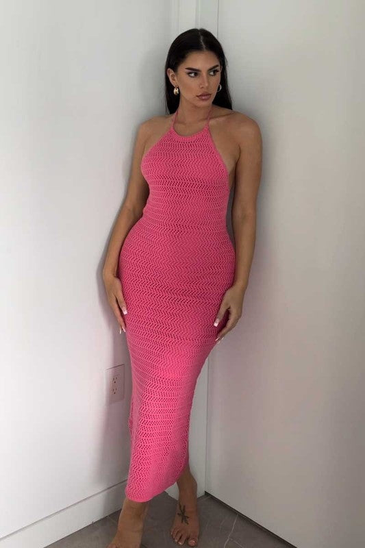 Skye Halter Open Tie Back Crochet Maxi Dress – Girls Will Be Girls