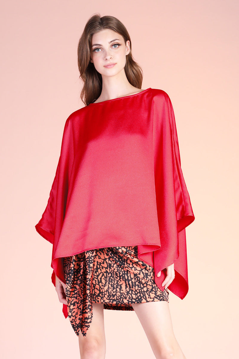 Angilice Hammered Satin Top - Red