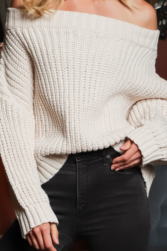 Fay Off The Shoulder Sweater - Ecru