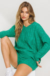 Ariana Cable Kit Sweater and Shorts Set - Green