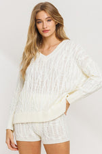 Ariana Cable Kit Sweater and Shorts Set - Ivory