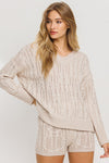Ariana Cable Kit Sweater and Shorts Set - Taupe