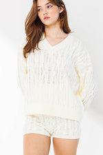 Ariana Cable Kit Sweater and Shorts Set - Cream
