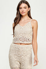 Renee Crochet Cami Top And Wide Leg Pants Set