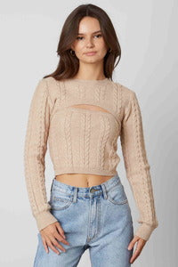 Paige Cable Knit Sweater Set Top