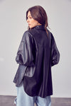 Diana Faux Leather Shacket - Black