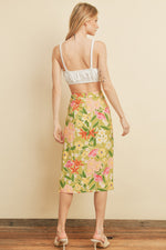 Zaida Floral Puff Sleeve Crop Top And Midi Skirt Set