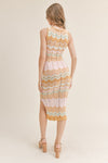 Anaisa Colorful Knit Midi Dress - Blush