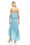 Ellen Strapless High Low Ruffle Dress - Milky Blue