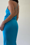 Gergiana Cowl Neck & Back Satin Slip Maxi Dress