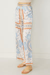 Rayte Printed Satin Kimono And Wide Leg Pant Set