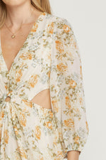 Elmira Floral Long Sleeve Cut Out Midi Dress